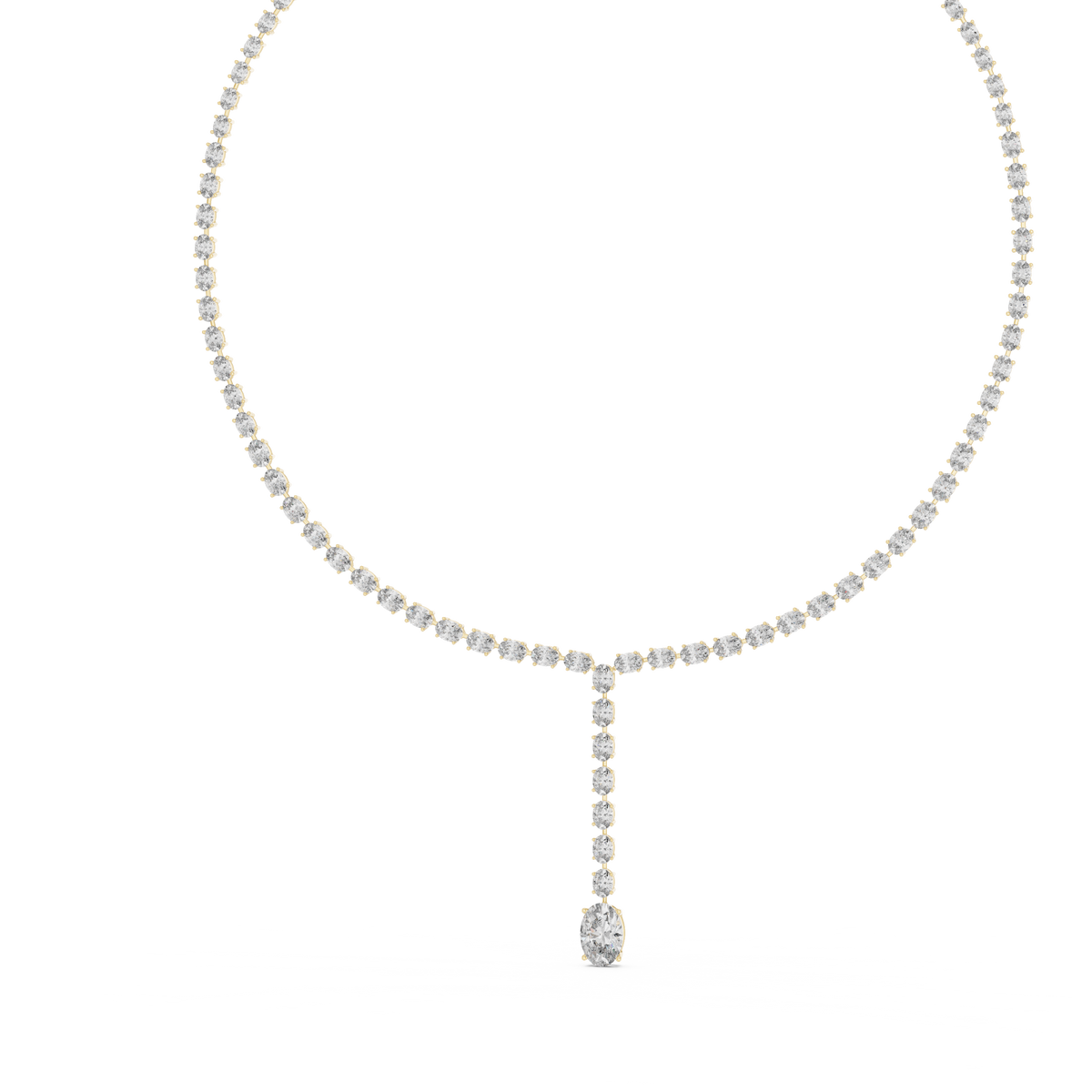 Graduated Oval Y Necklace in yellow 925 sterling silver, view 2