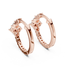 Moissanite cluster huggie hoop earrings in rose 925 sterling silver, view 3