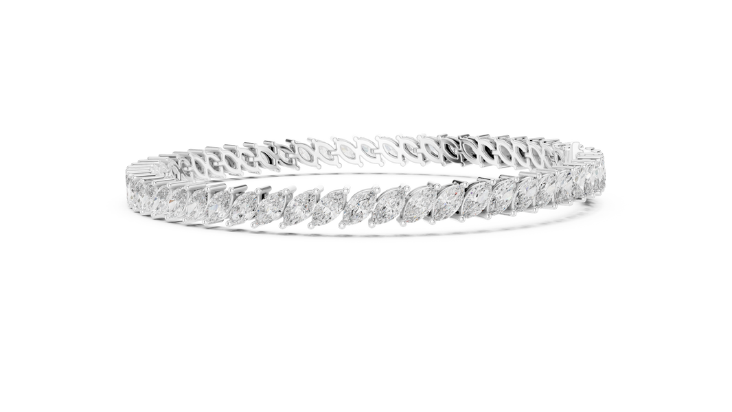 Marquise Moissanite Tennis Bracelet in white 925 sterling silver, view 4