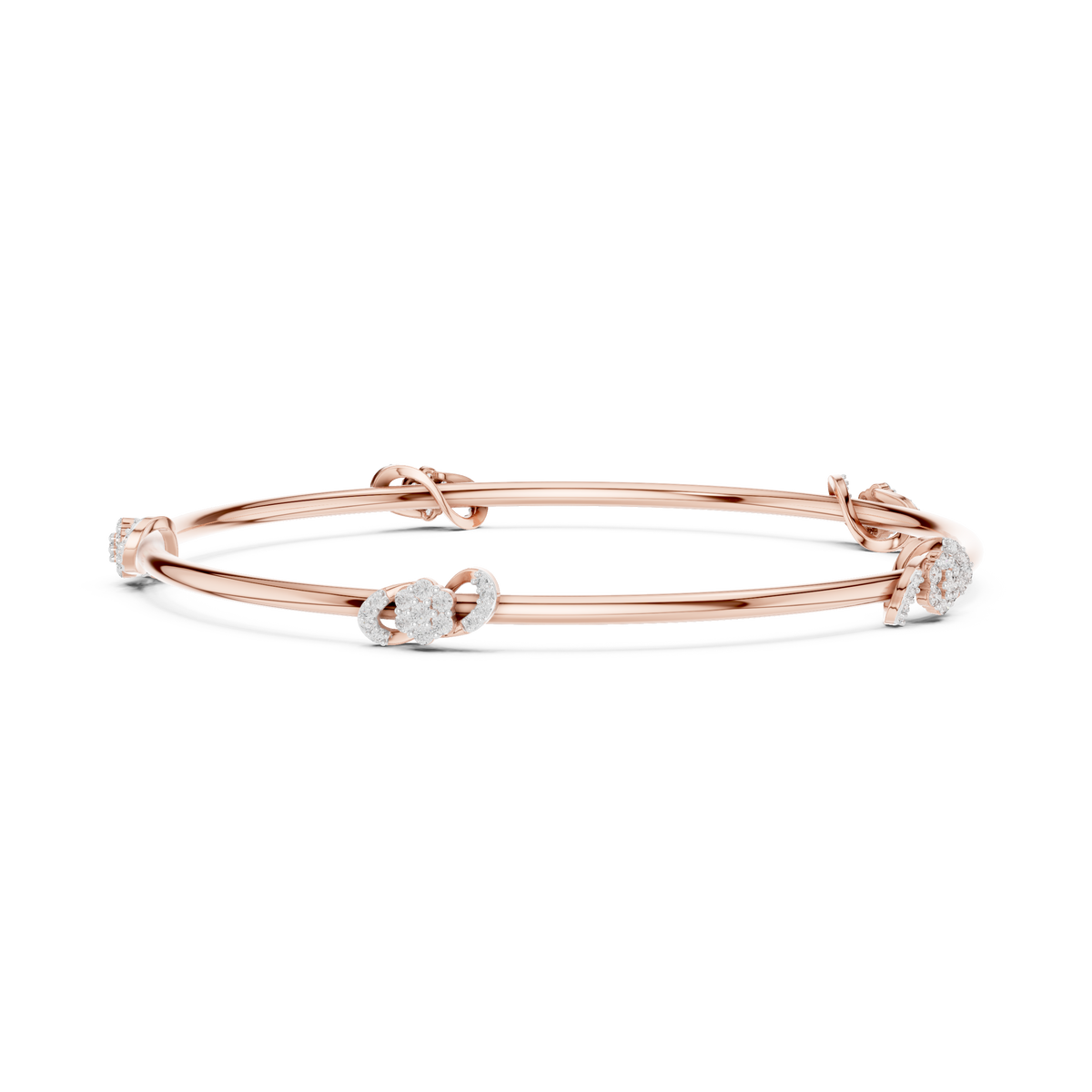 Petite Cluster Station Moissanite Bangle in rose 925 sterling silver, view 3