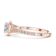 Cushion Halo Moissanite Engagement Ring in rose 925 sterling silver, view 3