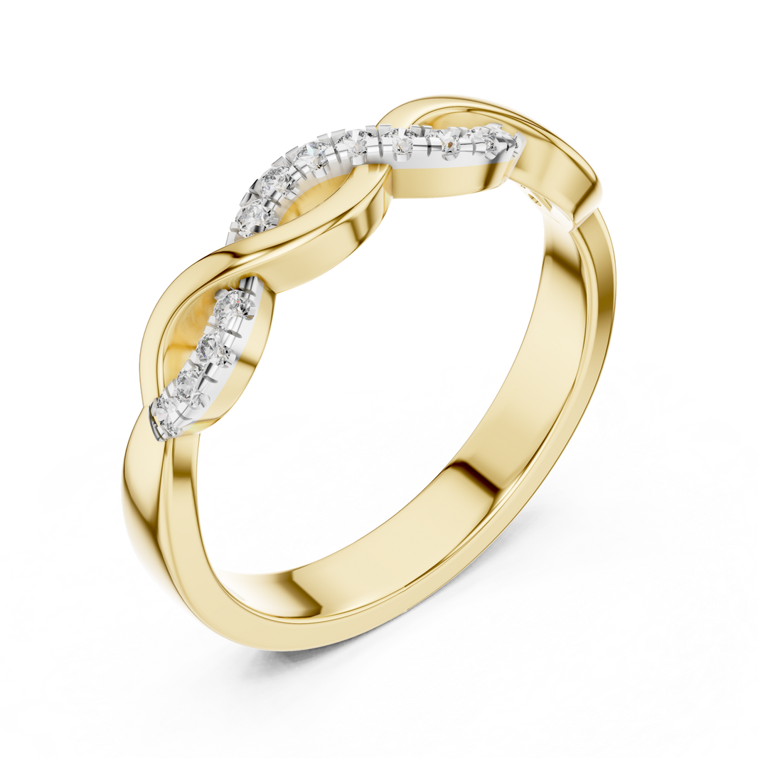 Pavé Twisted Infinity Moissanite Band in yellow 925 sterling silver, view 2