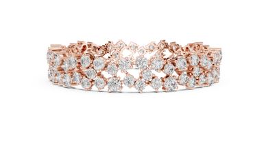 Double Row Round Moissanite Cluster Bracelet in rose 925 sterling silver, view 4