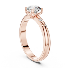 Round Solitaire Moissanite Ring with Bezel Accents in rose 925 sterling silver, view 1