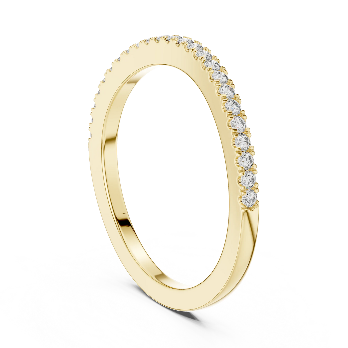 Round Moissanite Pavé Half Eternity Band in yellow 925 sterling silver, view 1