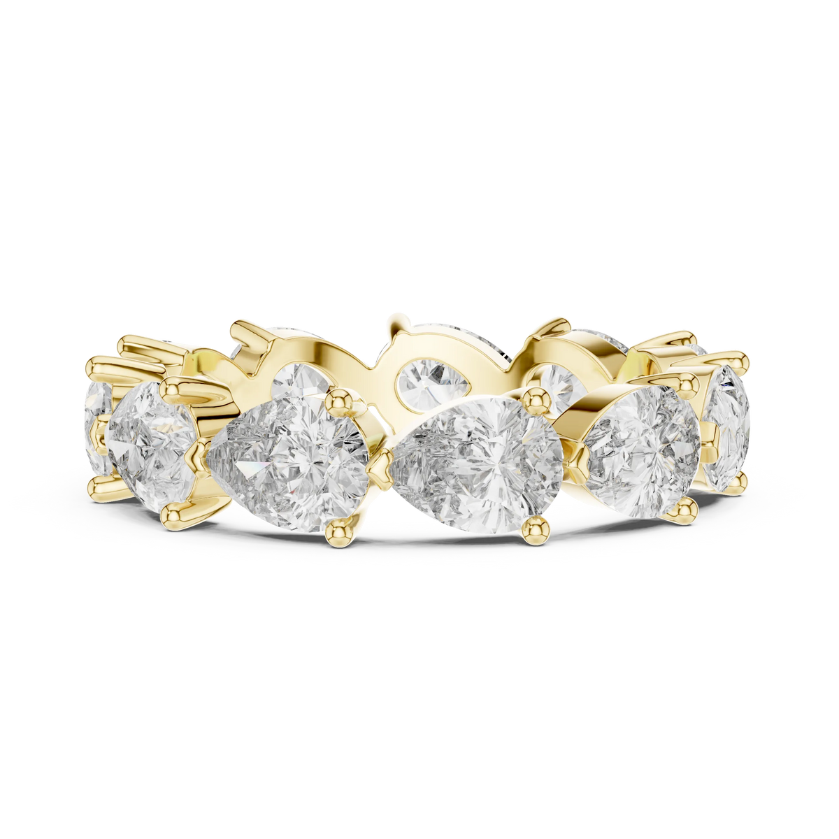 Pear Moissanite Eternity Band in yellow 925 sterling silver, view 3