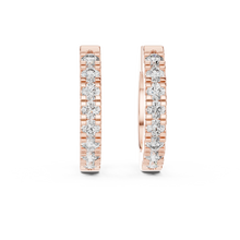 Moissanite pave huggie hoop earrings in rose 925 sterling silver, view 4