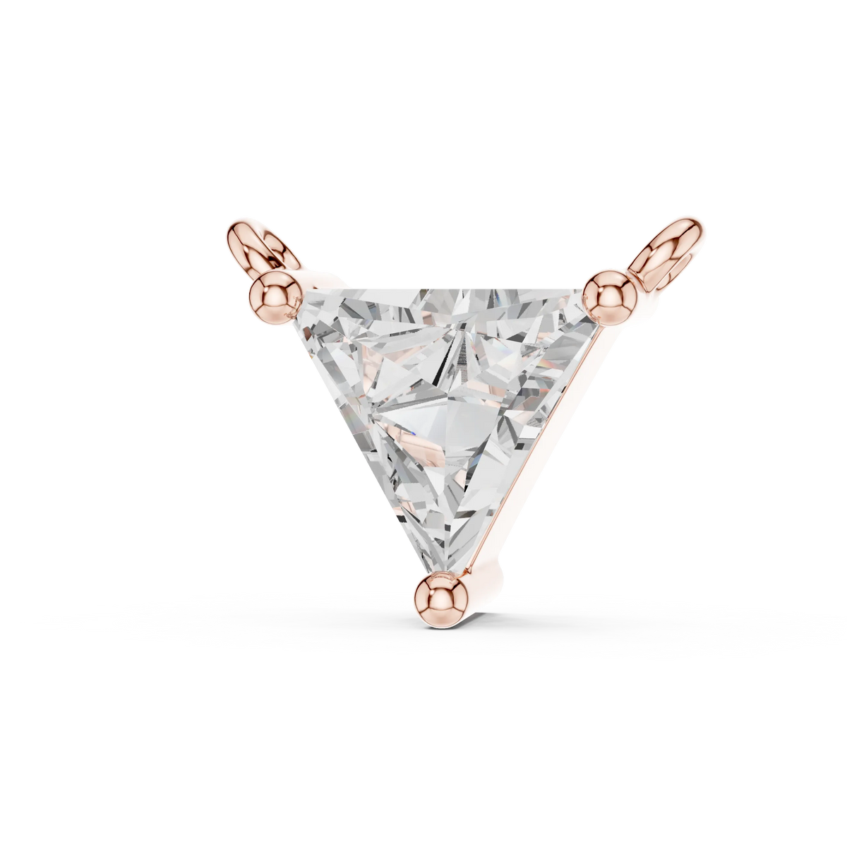 Trillion Moissanite Solitaire Pendant in rose 925 sterling silver, view 2