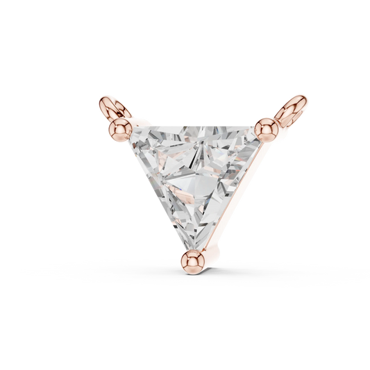 Trillion Moissanite Solitaire Pendant in rose 925 sterling silver, view 2