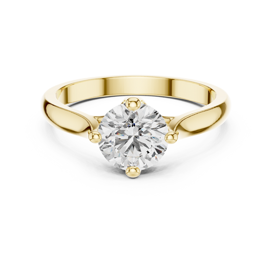 Round Compass Set Moissanite Split Cathedral Solitaire Ring in yellow 925 sterling silver, view 4