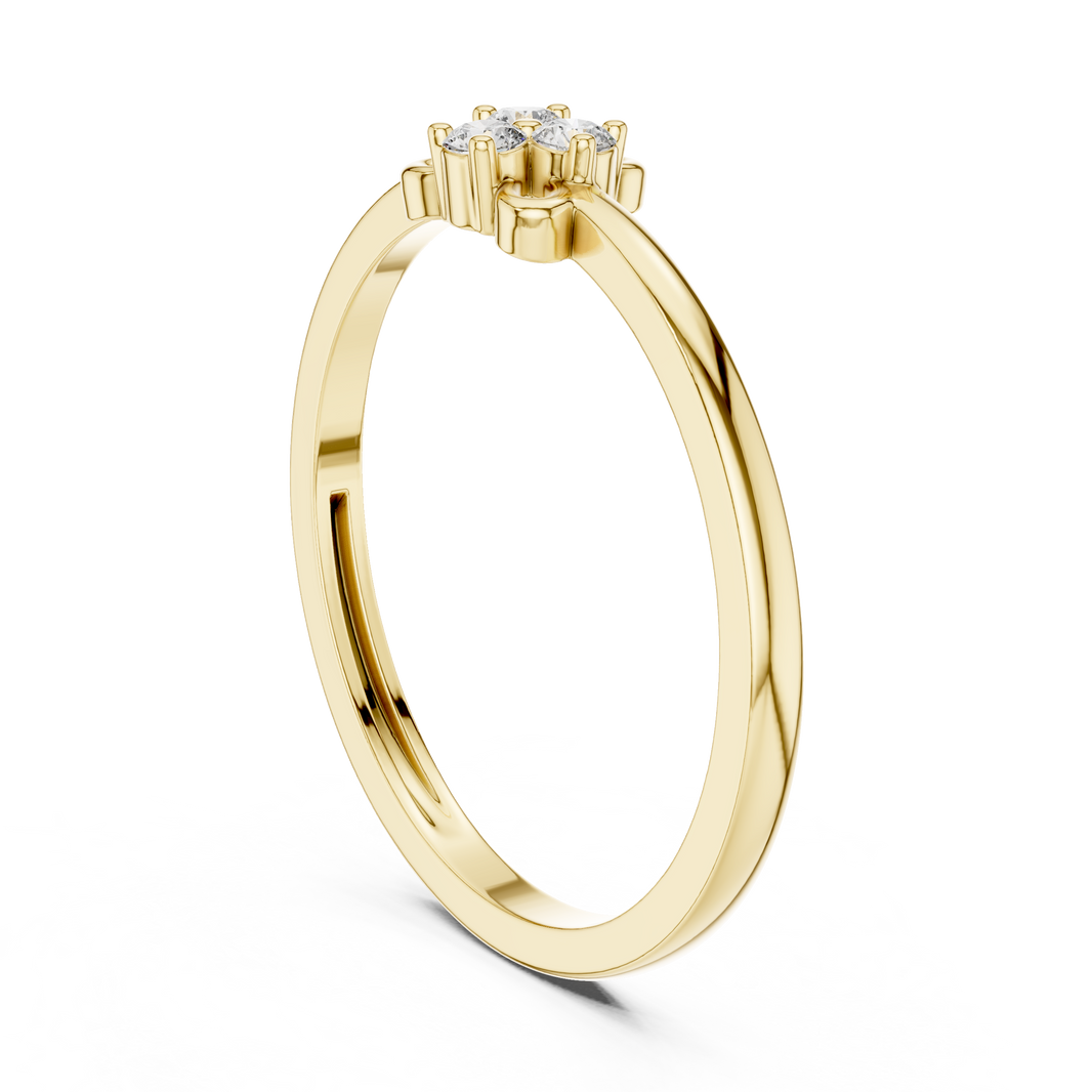 Petite Trefoil Cluster Bow Moissanite Ring in yellow 925 sterling silver, view 1