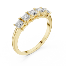Five Stone Princess Cut Moissanite Band in yellow 925 sterling silver, view 2