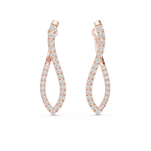 Moissanite twisted pave hoop earrings in rose 925 sterling silver, view 4