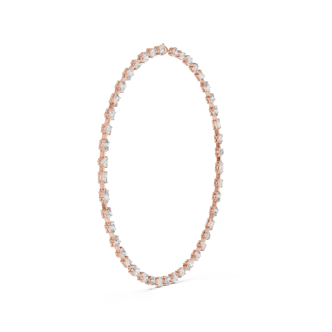Mixed Shape Tennis Necklace in rose 925 sterling silver, view 3
