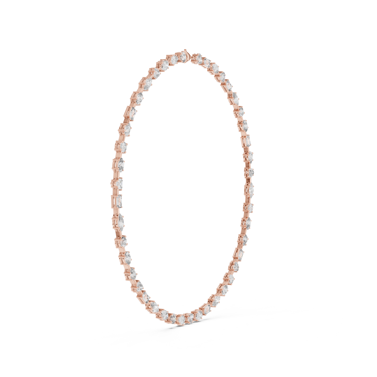 Mixed Shape Tennis Necklace in rose 925 sterling silver, view 3