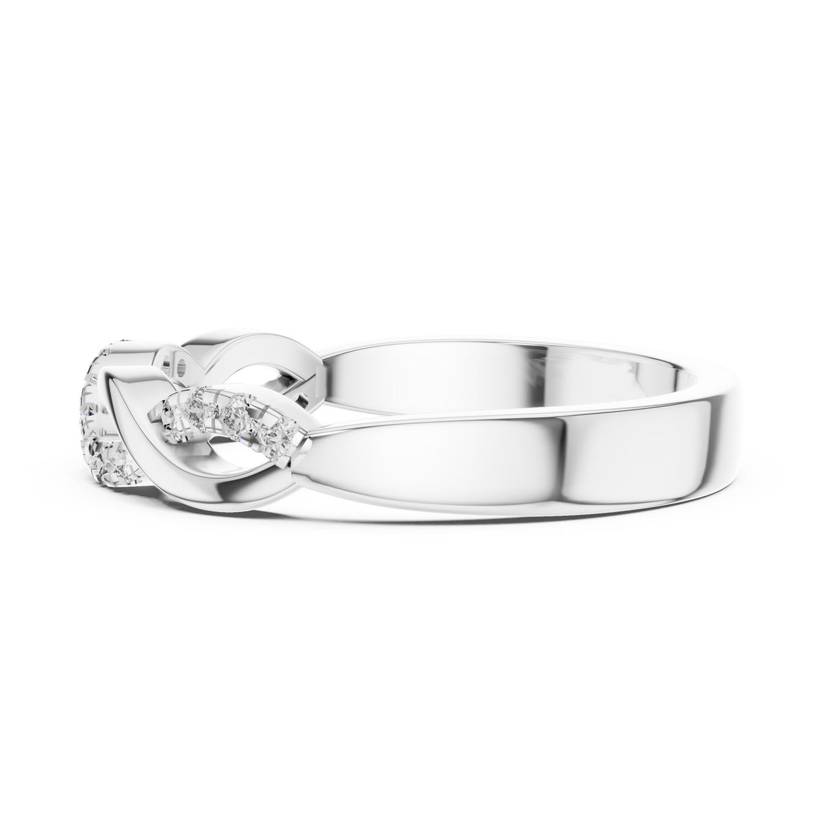 Pavé Twisted Infinity Moissanite Band in white 925 sterling silver, view 3