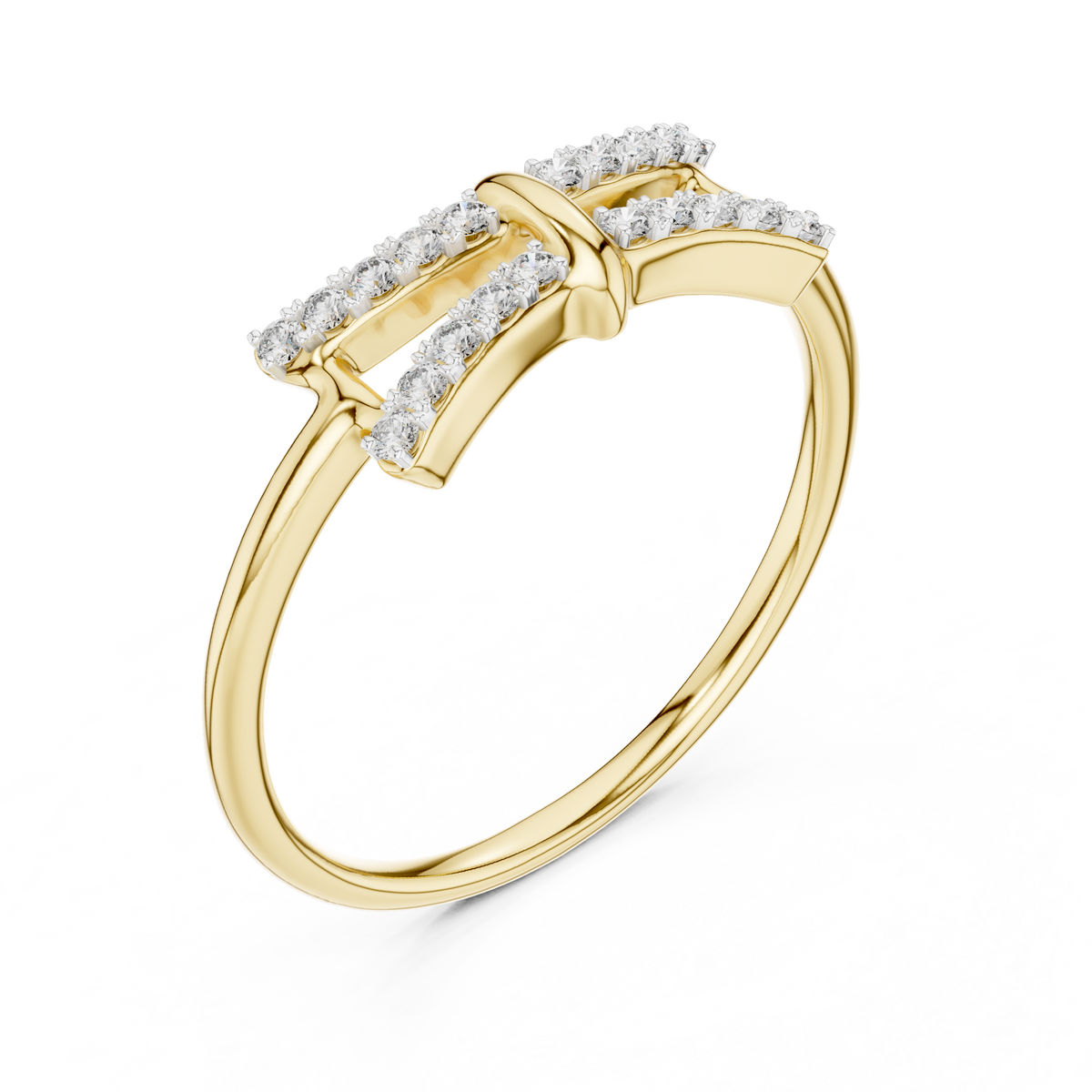 Double Bar Pavé Moissanite Ring in yellow 925 sterling silver, view 2