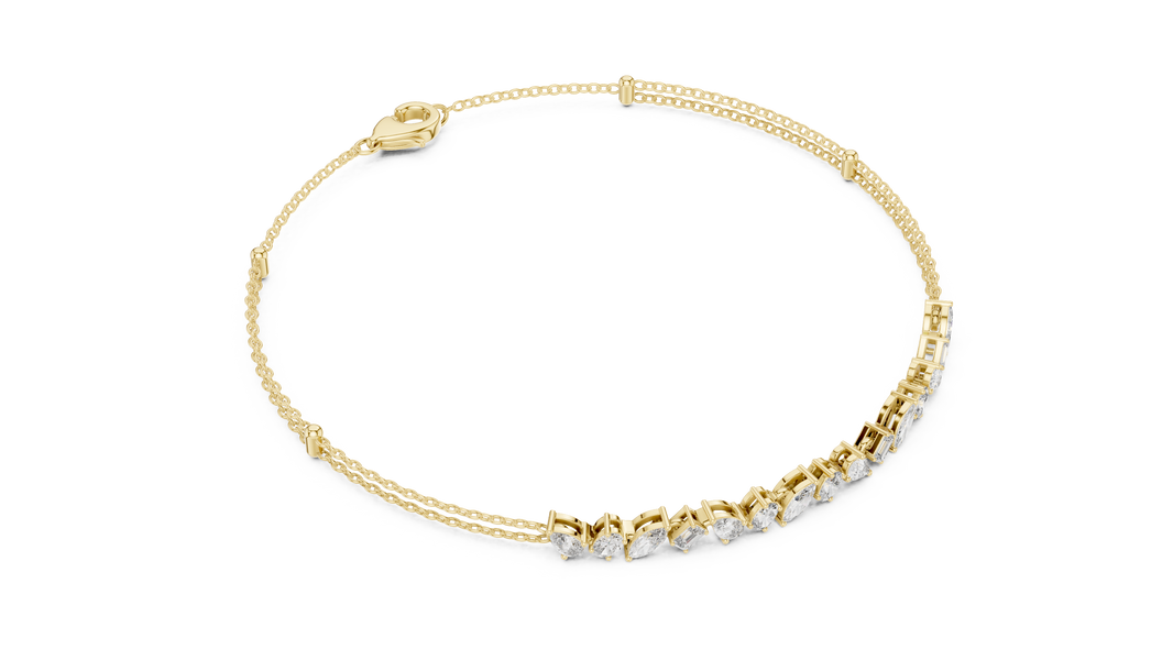 Mixed Shape Moissanite Station Chain Bracelet in yellow 925 sterling silver, view 3