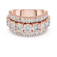 Wide Three Row Moissanite Statement Band in rose 925 sterling silver, view 4