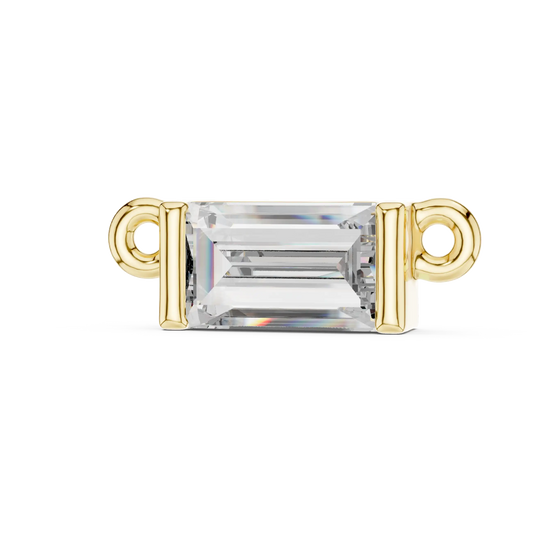 East-West Baguette Moissanite Bar Pendant in yellow 925 sterling silver, view 2