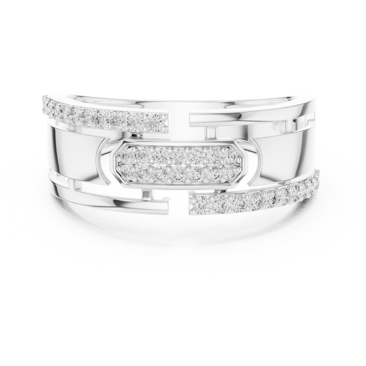 Openwork Multi-Row Pavé Moissanite Band in white 925 sterling silver, view 4