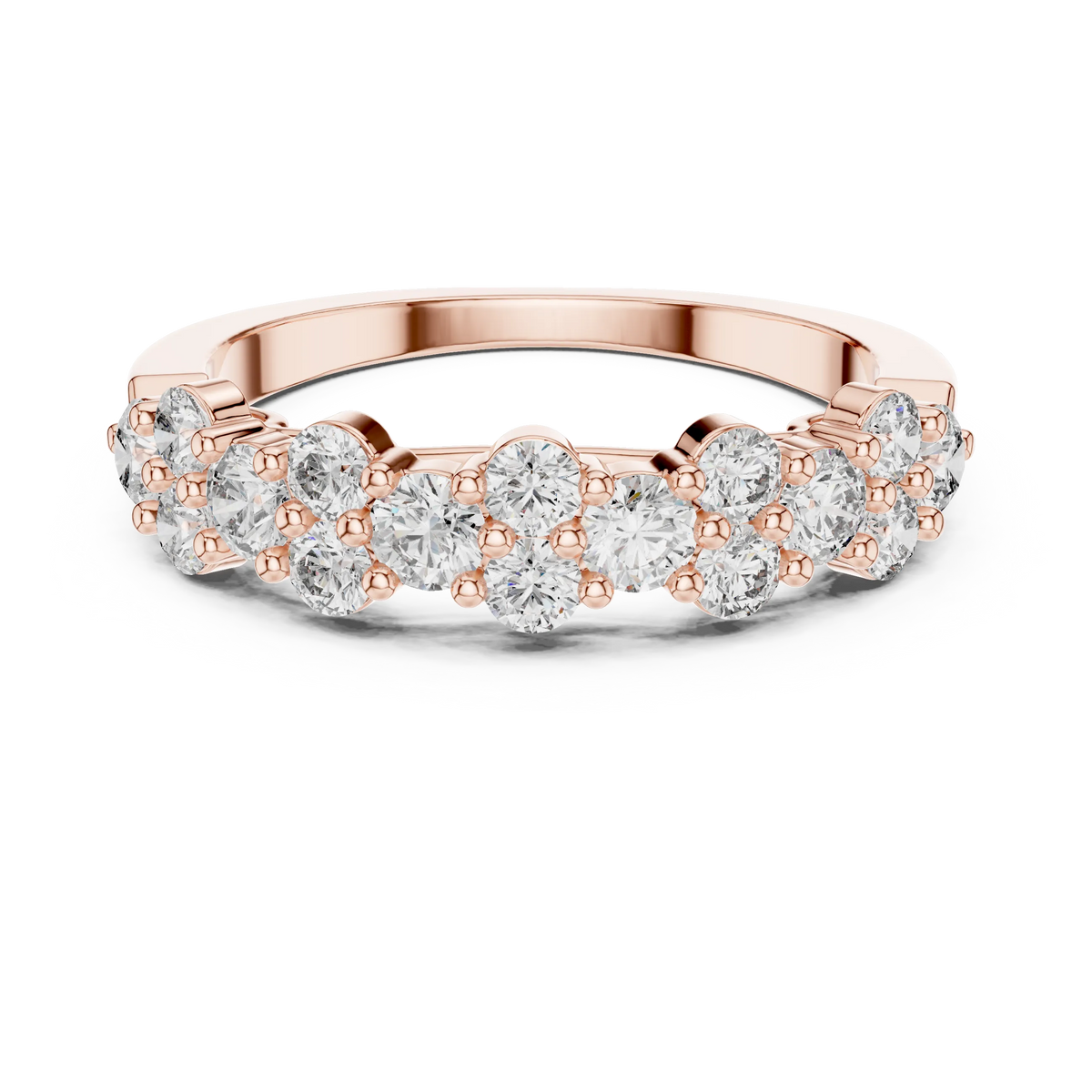 Floral Cluster Moissanite Half Eternity Band in rose 925 sterling silver, view 4