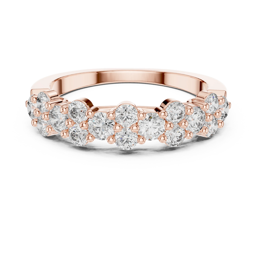 Floral Cluster Moissanite Half Eternity Band in rose 925 sterling silver, view 4