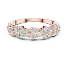 Floral Cluster Moissanite Half Eternity Band in rose 925 sterling silver, view 4