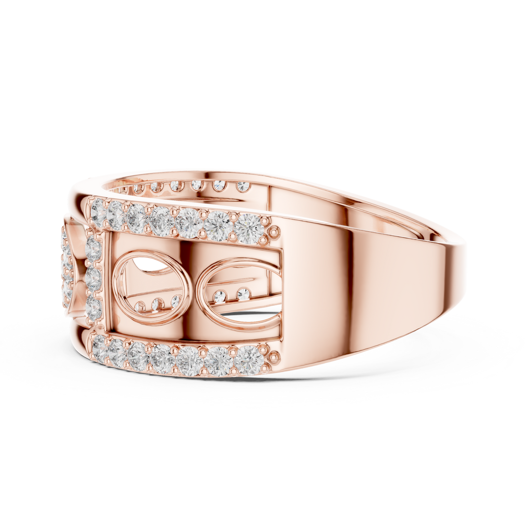 Oval Pavé Cluster Openwork Moissanite Statement Band in rose 925 sterling silver, view 3