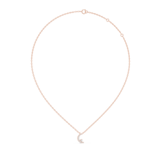 Pavé Crescent Moon Moissanite Pendant in rose 925 sterling silver, view 1