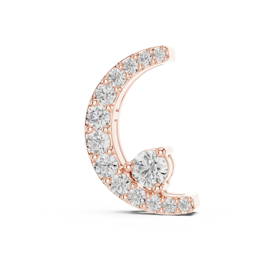 Pavé Crescent Moon Moissanite Pendant in rose 925 sterling silver, view 2