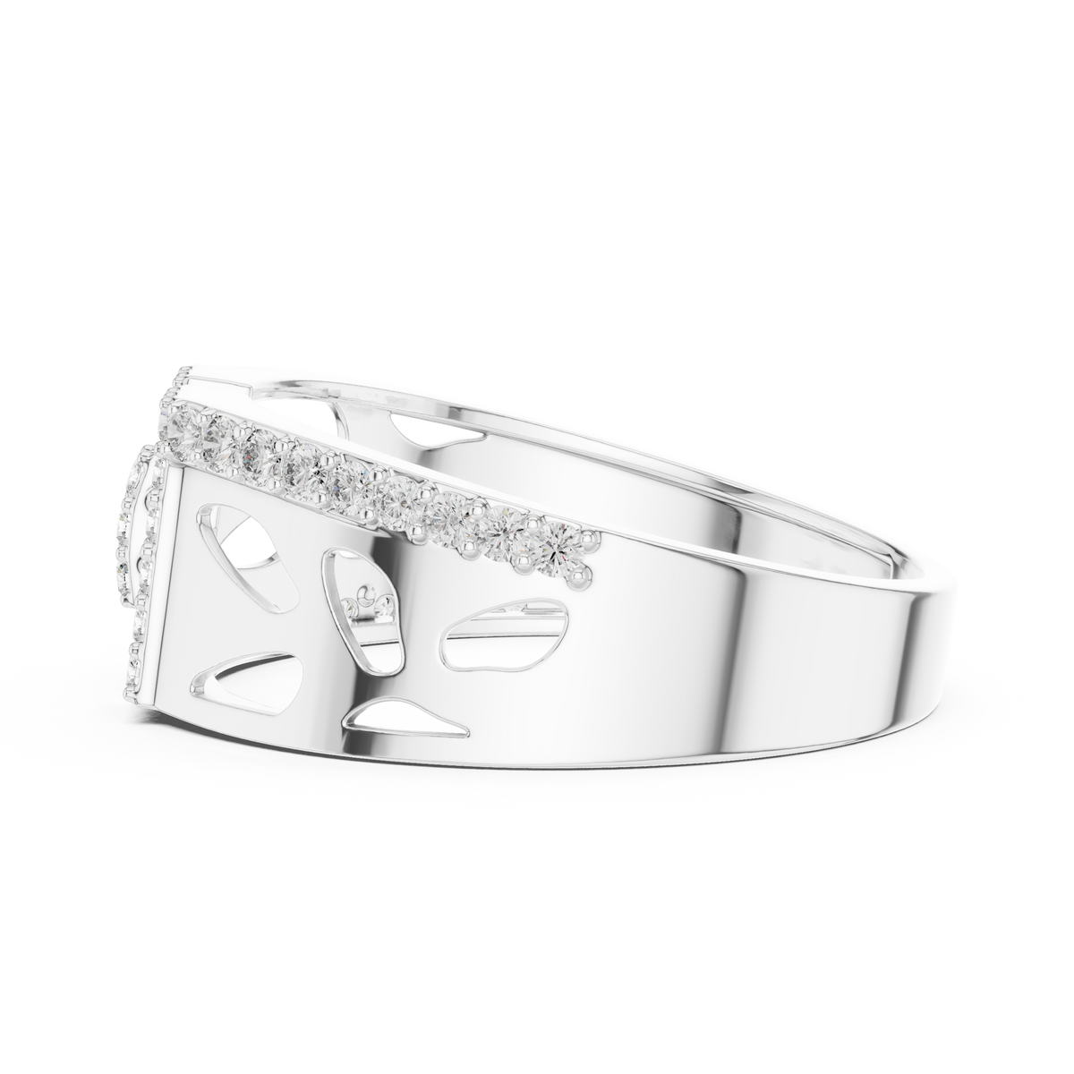 Geometric Bracket Pavé Openwork Moissanite Band in white 925 sterling silver, view 3