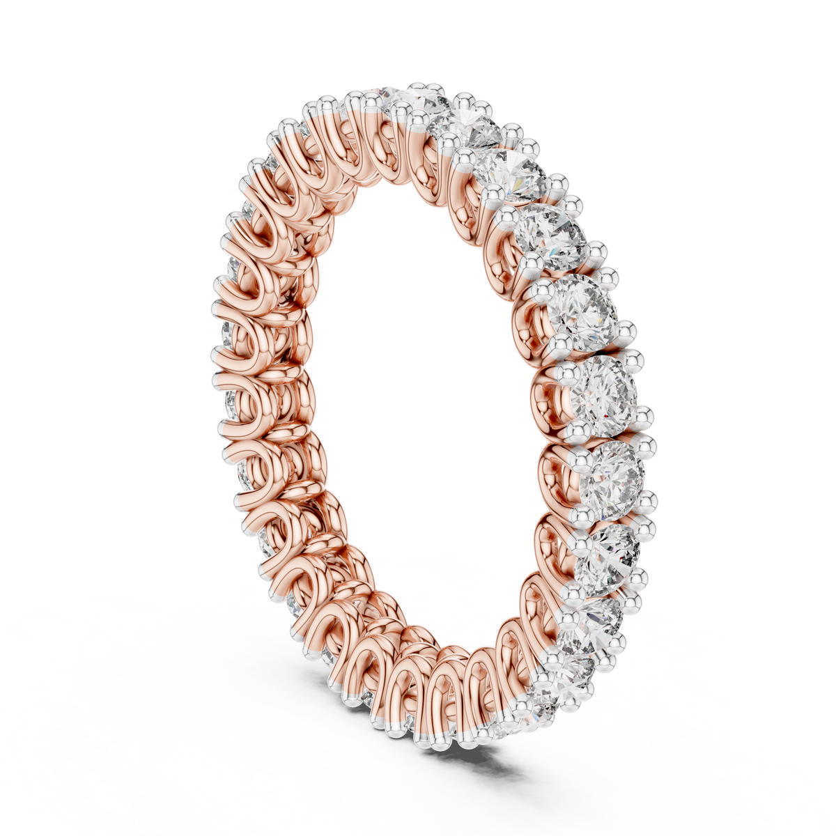 Full Eternity Moissanite Band in rose 925 sterling silver, view 1