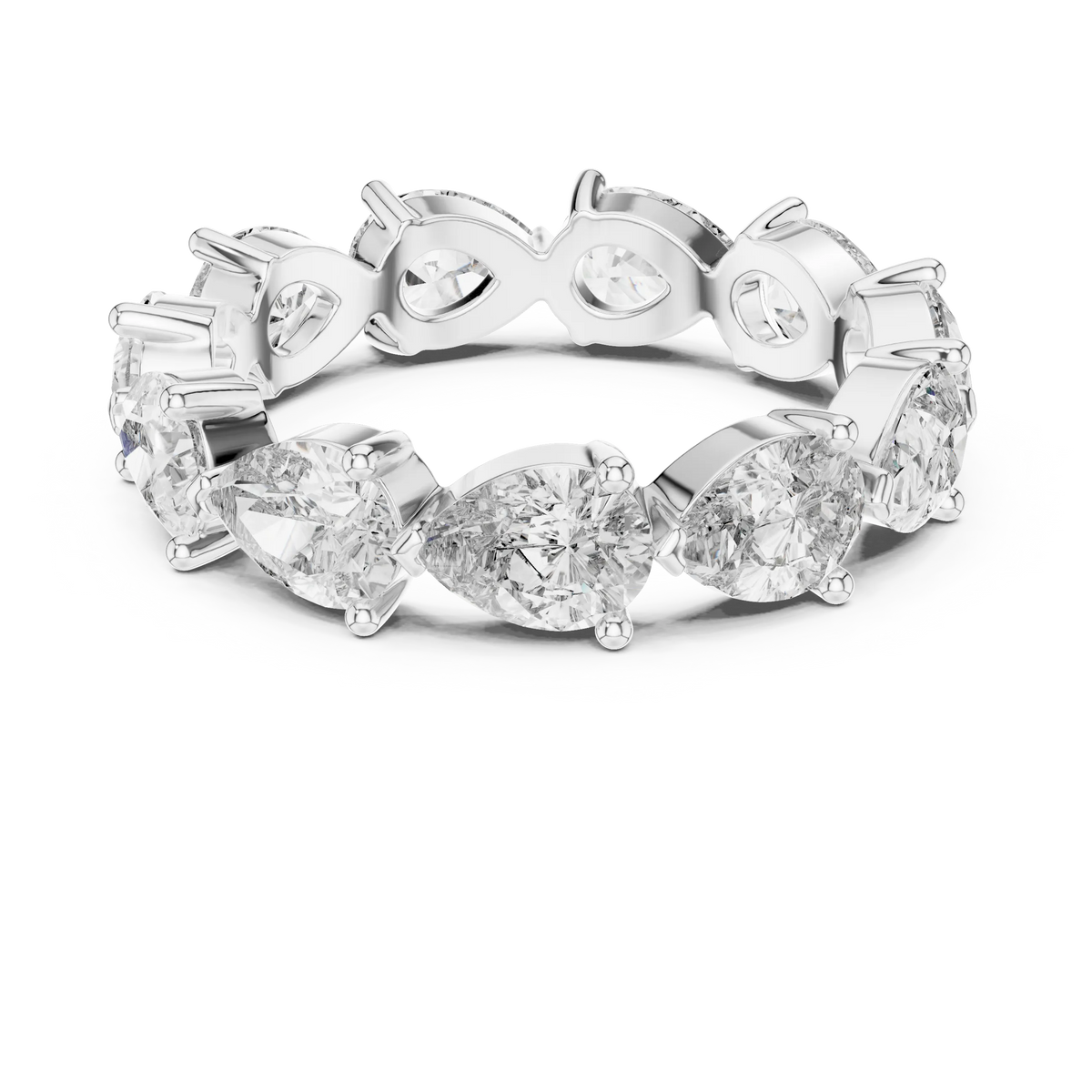 Pear Moissanite Eternity Band in white 925 sterling silver, view 4