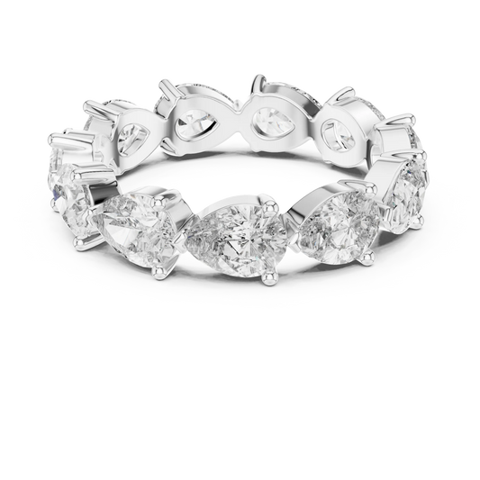 Pear Moissanite Eternity Band in white 925 sterling silver, view 4