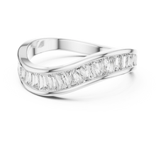 Baguette Moissanite Curved Contour Band in white 925 sterling silver, view 4