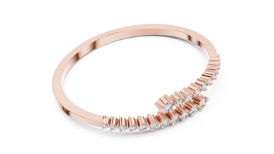 Graduated Round Moissanite Bypass Bangle in rose 925 sterling silver, view 3