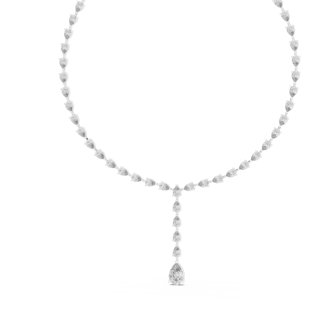 Pear Lariat Y Necklace in white 925 sterling silver, view 2