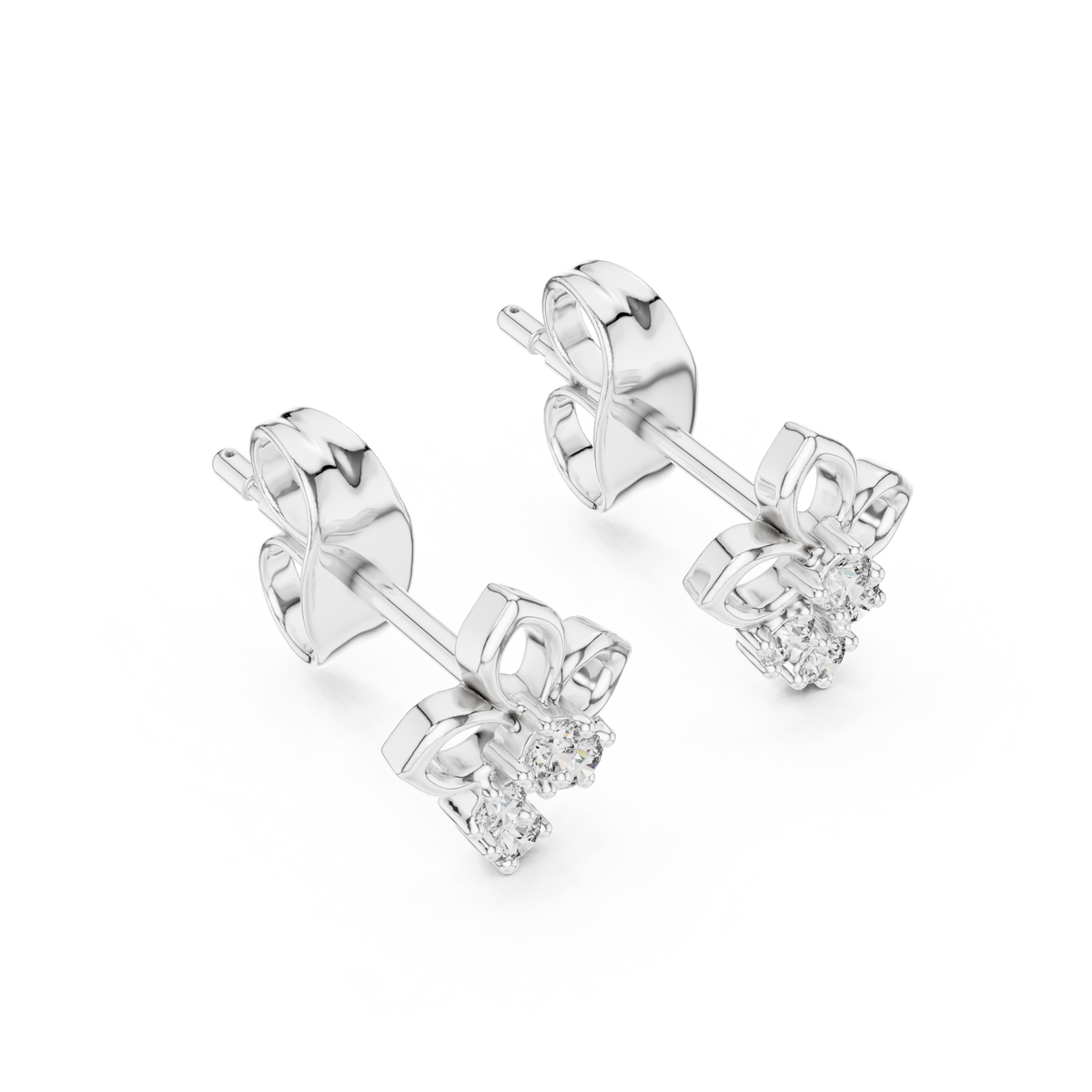 Moissanite Trefoil Cluster Stud Earrings in white 925 sterling silver, view 2