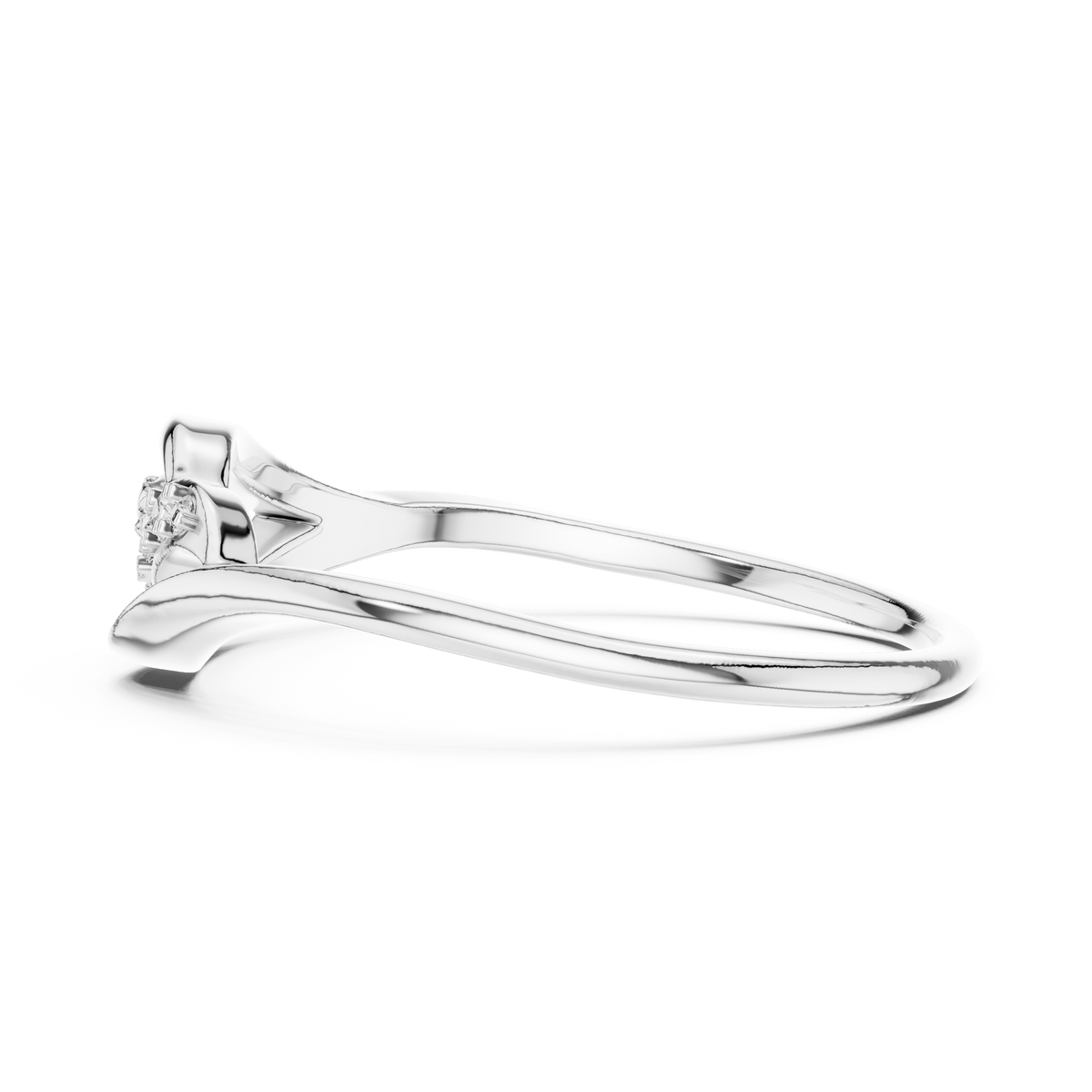 Open Leaf Wave Moissanite Ring in white 925 sterling silver, view 3