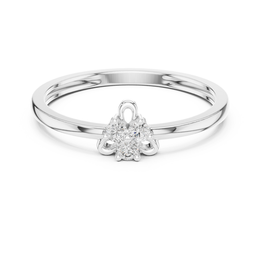 Petite Trefoil Cluster Bow Moissanite Ring in white 925 sterling silver, view 4