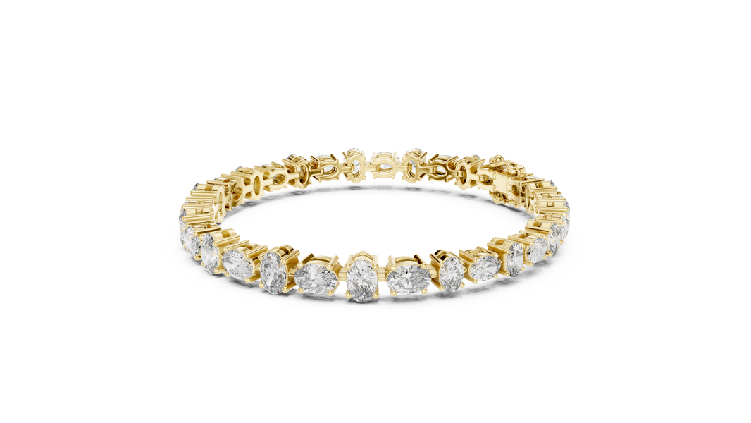 Oval Moissanite Tennis Bracelet in yellow 925 sterling silver, view 2
