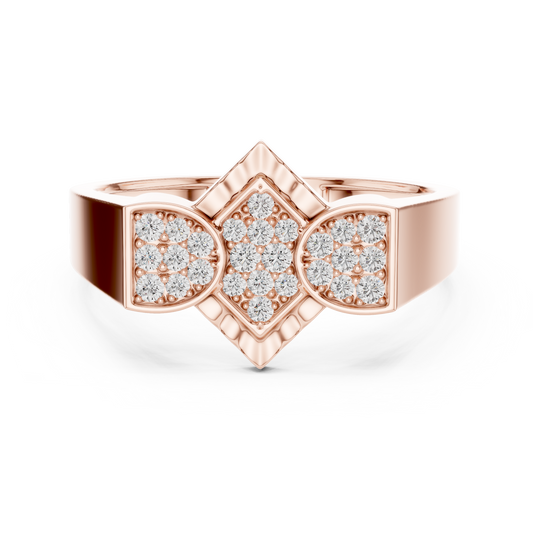 Men's Pavé Rhombus Wide Moissanite Band in rose 925 sterling silver, view 4