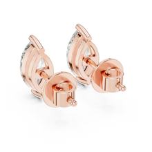 Marquise moissanite stud earrings in rose 925 sterling silver, view 3