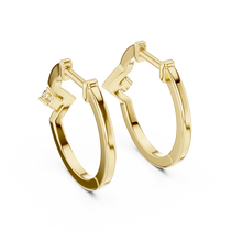 Moissanite V huggie hoop earrings in yellow 925 sterling silver, view 3