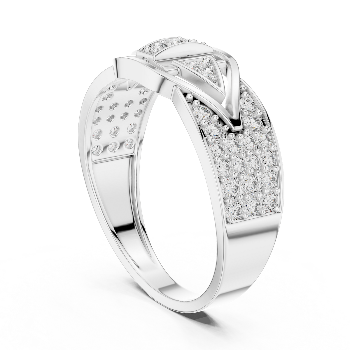Geometric Eye Pavé Moissanite Statement Band in white 925 sterling silver, view 1