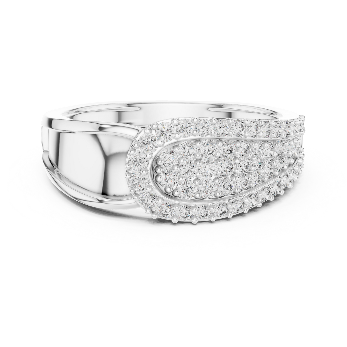 Crossover Teardrop Pavé Moissanite Ring in white 925 sterling silver, view 4