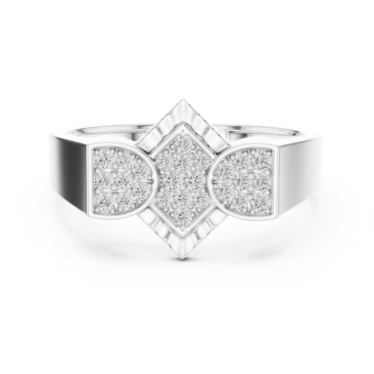 Men's Pavé Rhombus Wide Moissanite Band in white 925 sterling silver, view 4