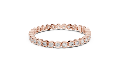 Bezel Set Round Moissanite Tennis Bracelet in rose 925 sterling silver, view 2