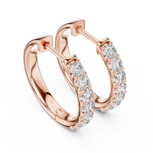 Moissanite huggie hoop earrings in rose 925 sterling silver, view 2